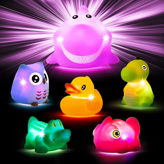 LED 漂浮沐浴玩具,动物套装 1-3 岁